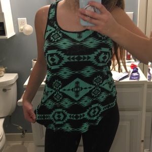 F21 Teal Tribal Racerback Flowy tanktop